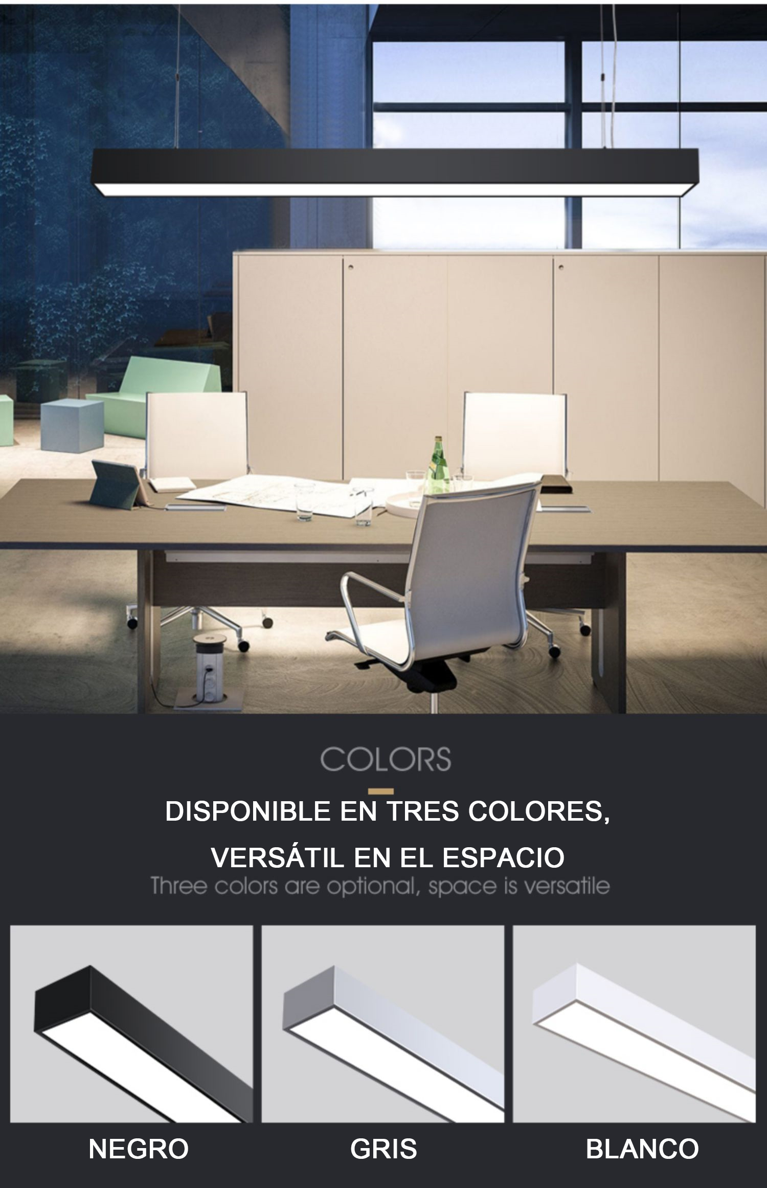 Lámpara lineal LED de suspensión 40W 120cm CCT Luminaria Lineal